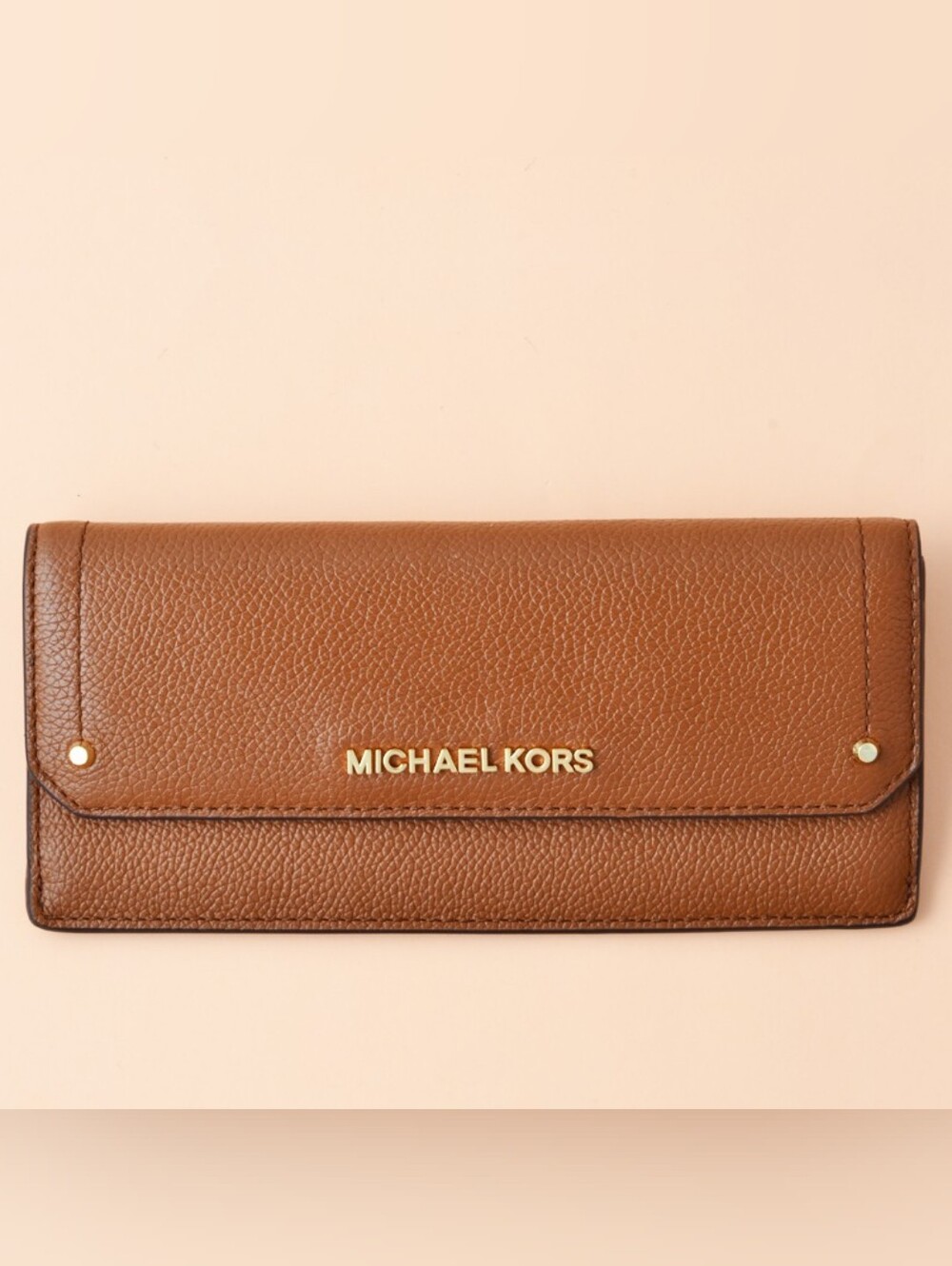 Michael Kors Black Hayes Flat Leather Wallet with Gold Logo NWOT